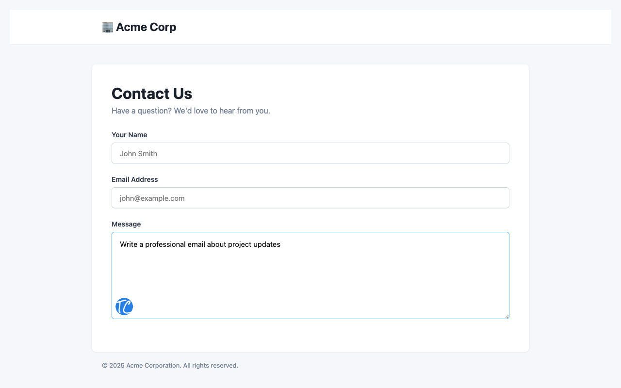 ToneClone button appearing next to a textarea