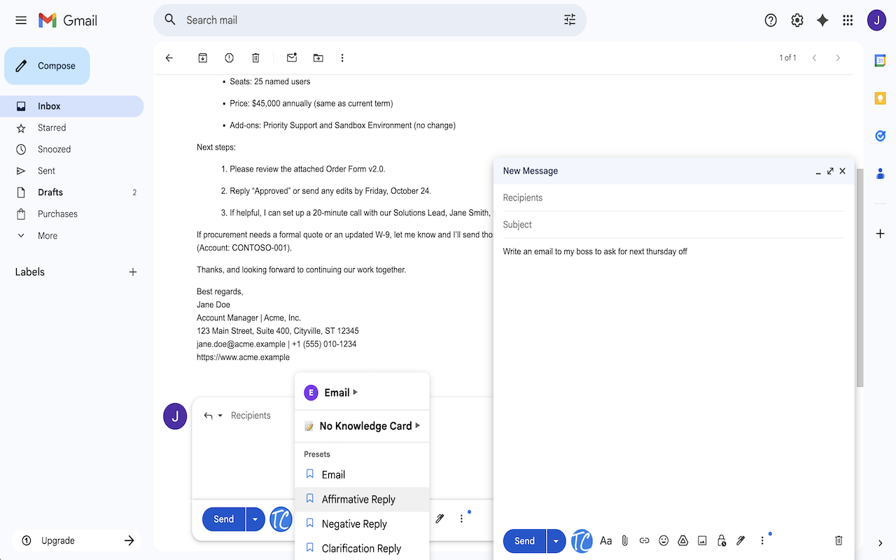 ToneClone working in Gmail