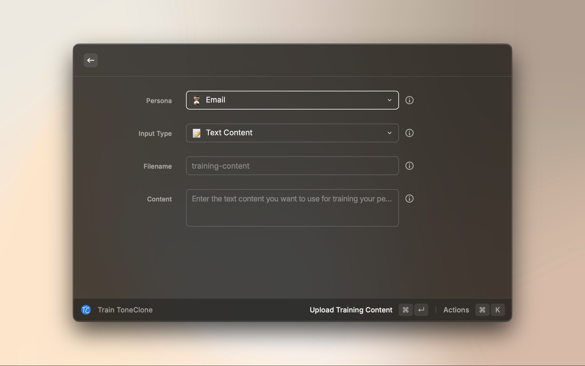 Train ToneClone interface